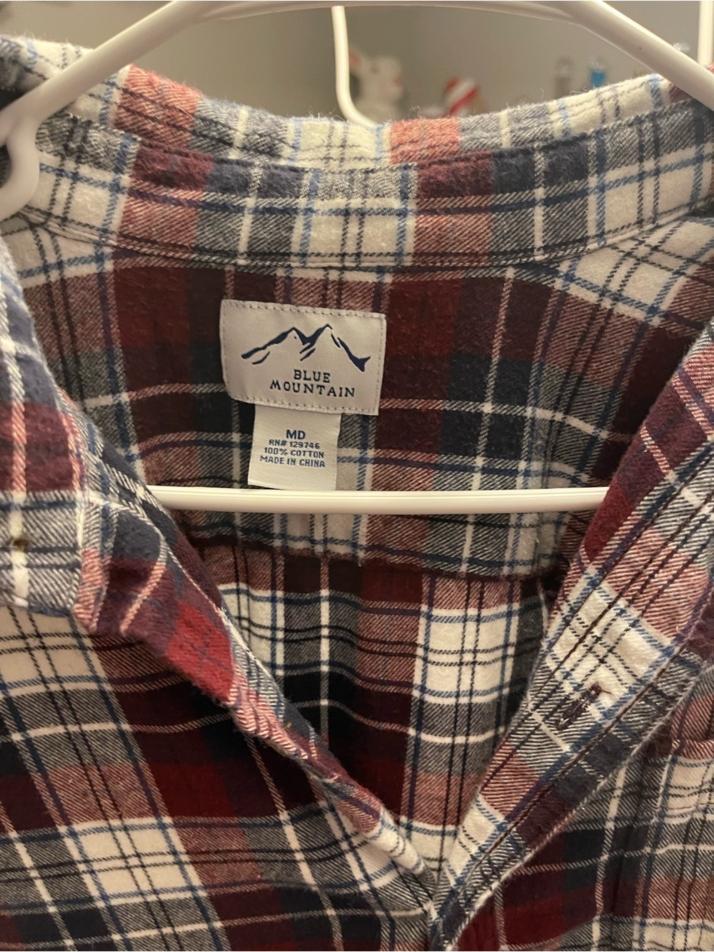 Blue Mountain Men's Burgundy Plaid Button-Down Shirt